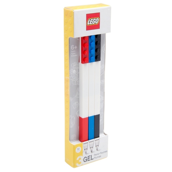 LEGO Conjunto de 3 canetas gel - vermelho, azul e preto