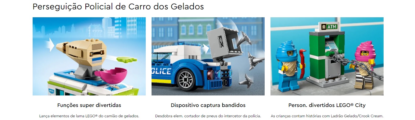 UNIVERSO ENCANTADO -Perseguição Policial de Carro de Sorvetes City – 60314 - LEGO SET