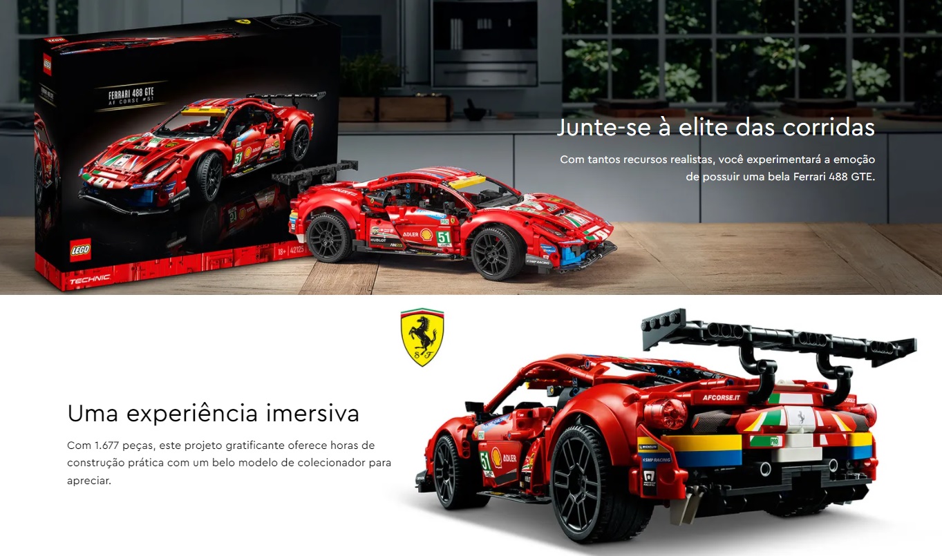 UNIVERSO ENCANTADO - Ferrari 488 GTE “AF Corse #51” - LEGO TECHNIC – 42125 