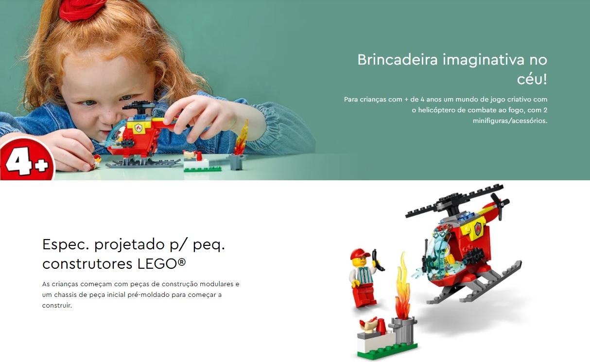 UNIVERSO ENCANTADO - Helicóptero de Combate ao Fogo CITY – 60318 - LEGO SET 