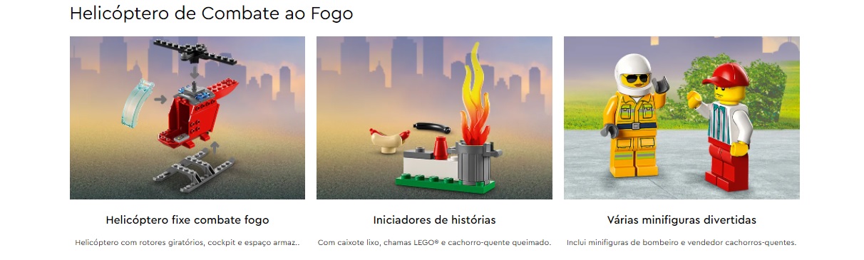 UNIVERSO ENCANTADO - Helicóptero de Combate ao Fogo CITY – 60318 - LEGO SET 