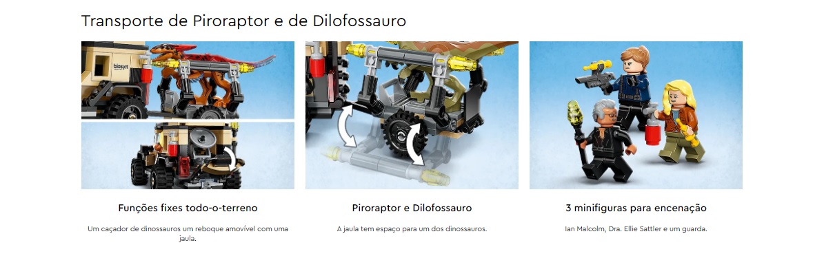LEGO JURASSIC WORLD - Transporte de Piroraptor e de Dilofossauro - 76951