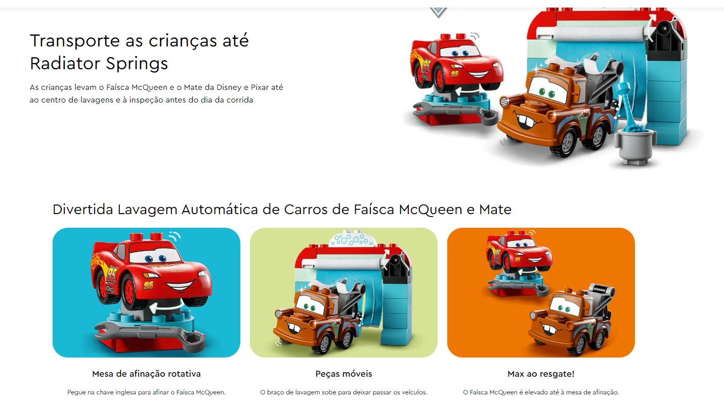 LEGO DUPLO - Divertida Lavagem Automática de Carros de Faísca McQueen e Mate - 10996