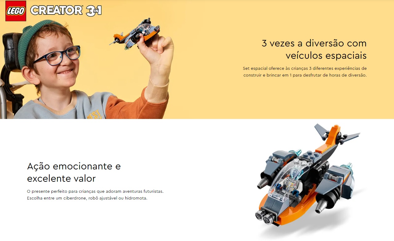 LEGO CREATOR 3 EM 1 - Ciberdrone - 31111