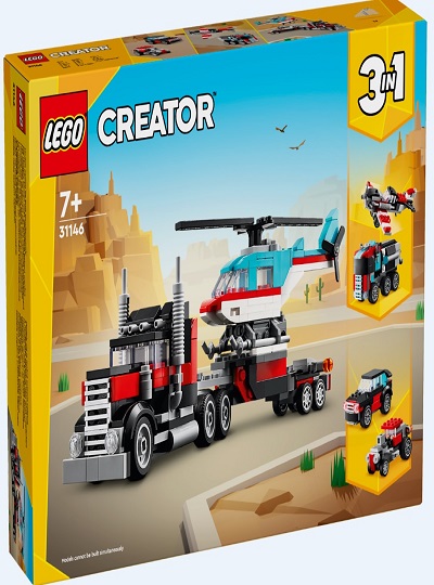 LEGO CREATOR 3 EM 1 - Camião de Plataforma com Helicóptero - 31146