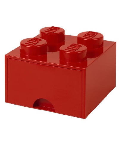 LEGO Caixa de arrumação brick 4 com gaveta - Vermelho - 5711938029418
