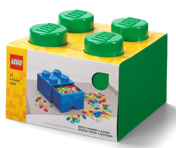 LEGO Caixa de arrumação brick 4 com gaveta - Verde - 5711938029456